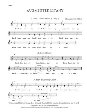 Augmented Litany (Variety) – Abbreviated Kievan | Kievan | Abbreviated Znamenny, 2-Part, 3-Part, SA, TB, SSA, TTB