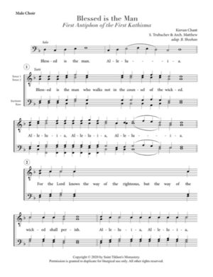 Blessed is the Man – Kievan Chant, Trubachev, Archimandrite Matfei, Sheehan, Male, TTBB