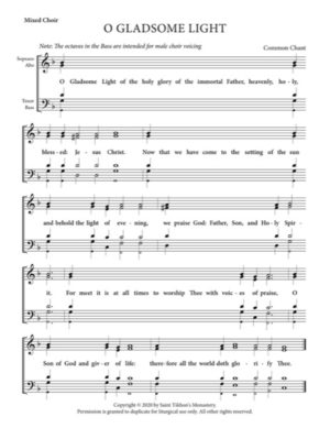 Gladsome Light – Common Chant, Mixed, SATB