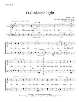 Gladsome Light – Valaam Chant, Trubachev, Sheehan, Male, TTBB