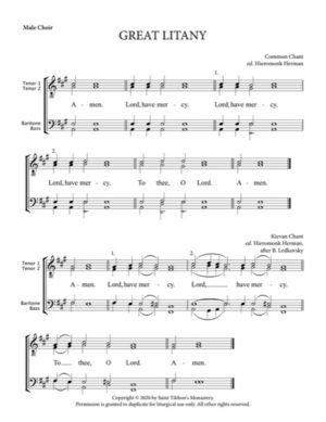 Great Litany (Variety) – Common | Kievan Chant, Ledkovsky, Hieromonk Herman, Male, TTBB