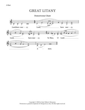 Great Litany – Demestvenny Chant, 2-Part, SA, TB