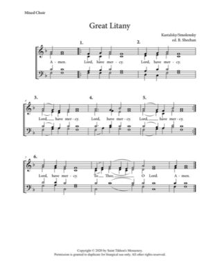 Great Litany – Kastalsky, Smolensky, Sheehan, Mixed, SATB