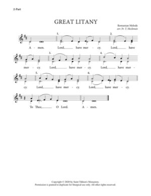 Great Litany – Romanian Melody, Heckman, 2-Part, SA, TB