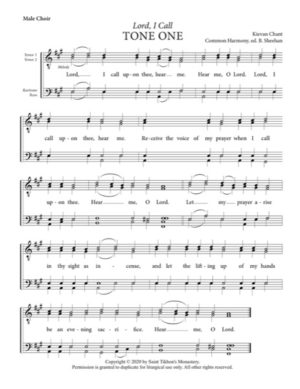 Lord, I Call – Tone 1, Kievan Chant, Sheehan, Male, TTBB