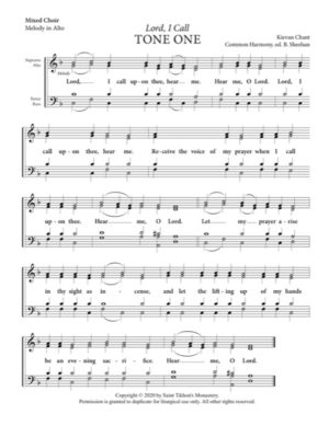 Lord, I Call – Tone 1, Kievan Chant, Sheehan, Mixed, SATB