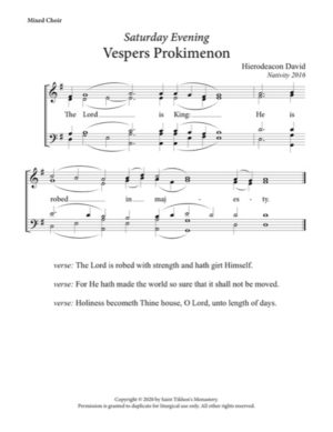 Saturday Evening Prokimenon – Hierodeacon David, Mixed, SATB