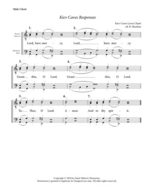 Litany of Supplication – Kiev Caves Chant, Sheehan, Male, TTBB