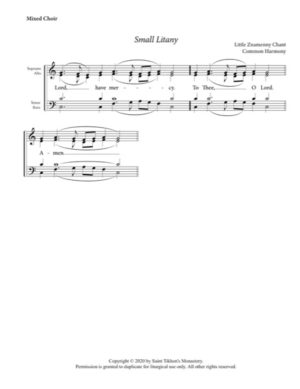 Small Litany – Little Znamenny Chant, Mixed, SATB