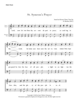 St. Symeon's Prayer – Tone 6, Kievan Chant, Sheehan, Male, TTBB