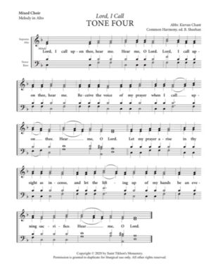Lord, I Call – Tone 4, Abbreviated Kievan Chant, Sheehan, Mixed, SATB