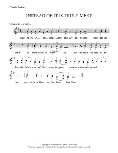 Festal Hymn to the Theotokos (Ascension) – 2-Part, 3-Part, SA, TB, SSA, TTB