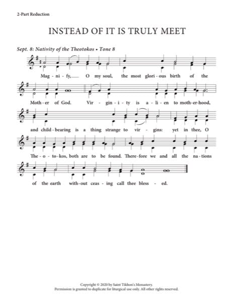 Festal Hymn to the Theotokos (Nativity of the Theotokos) – 2-Part, 3-Part, SA, TB, SSA, TTB