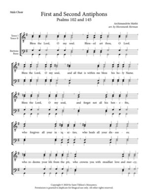 First & Second Typical Antiphons – Archimandrite Matfei, Hieromonk Herman, Male, TTBB