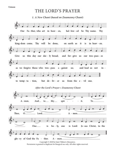 Lord's Prayer & One is Holy (Variety) – New | Common | Little Znamenny Chant, Unison, 2-Part, 3-Part, S, A, T, B, SA, TB, SSA, TTB