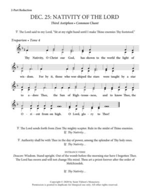 Third Festal Antiphon (Nativity of the Lord) – Common Chant, 2-Part, 3-Part, SA, TB, SSA, TTB