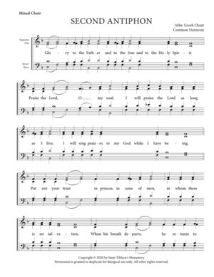 Second Typical Antiphon – Abbreviated Greek Chant, Mixed, SATB