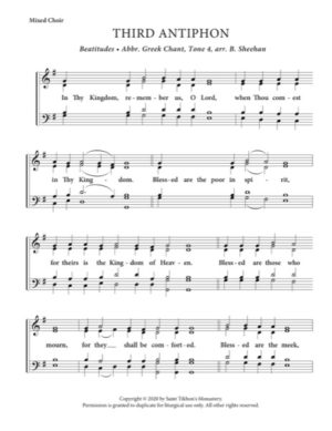 Beatitudes – Tone 4, Abbreviated Greek Chant, Sheehan, Mixed, SATB