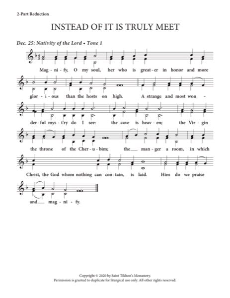 Festal Hymn to the Theotokos (Nativity of the Lord) – 2-Part, 3-Part, SA, TB, SSA, TTB