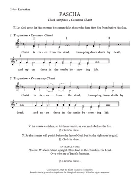 Third Festal Antiphon (Pascha) – Common Chant, 2-Part, 3-Part, SA, TB, SSA, TTB