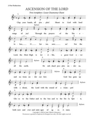 First Festal Antiphon (Ascension) – Little Znamenny Chant, 2-Part, 3-Part, SA, TB, SSA, TTB