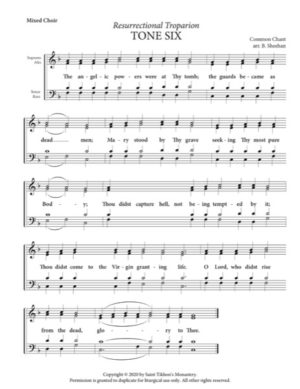 Resurrectional Troparion – Tone 6, Common Chant, Mixed, Alto Melody, SATB