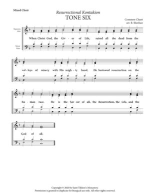 Resurrectional Kontakion - Tone 6, Common Chant, Mixed, Alto melody, SATB.pdf
