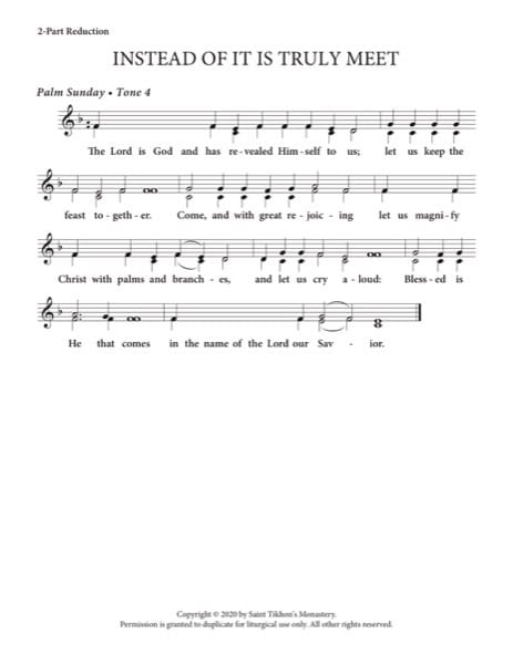 Festal Hymn to the Theotokos (Palm Sunday) – 2-Part, 3-Part, SA, TB, SSA, TTB