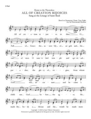 All of Creation – Tone 8, Znamenny Chant, Hieromonk Herman, 2-Part, SA, TB