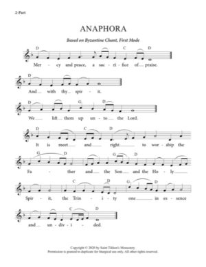 Anaphora – Tone 1, Byzantine Chant, 2-Part, SA, TB