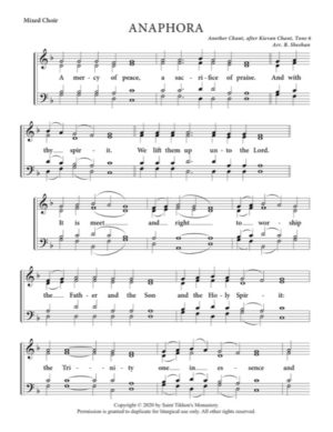 Anaphora – Tone 6, Kievan Chant, Sheehan, Mixed, SATB