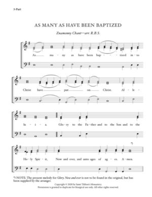 As Many as Have Been Baptized – Znamenny Chant, Sheehan, 3-Part, SAB, SSA, TTB