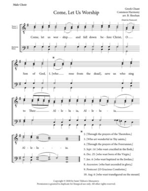 Come Let Us Worship – Greek Chant, Sheehan, Male, TTBB