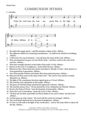 Communion Hymns (Daily & Festal) – Common Chant Setting with Text, Mixed, SATB