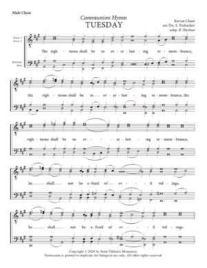 Communion Hymn (Tuesday) – Kievan Chant, Trubachev, Sheehan, Male, TTBB