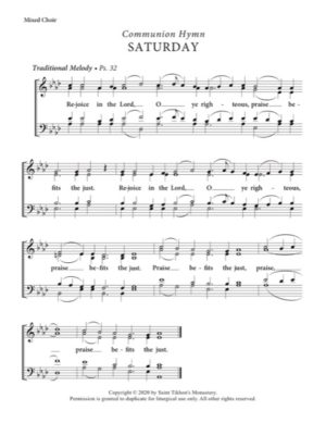 Communion Hymn (Saturday) – Traditional Melody, Mixed, SATB