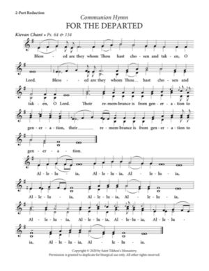 Communion Hymn (For the Departed) – Kievan Chant, 2-Part, 3-Part, SA, TB, SSA, TTB