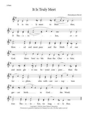 It Is Truly Meet – Hierodeacon David, 2-Part, SA, TB