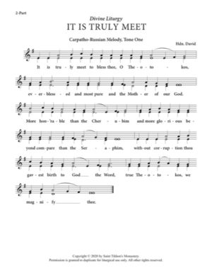 It Is Truly Meet – Tone 1, Carpatho-Russian Melody, Hierodeacon David, 2-Part, SA, TB