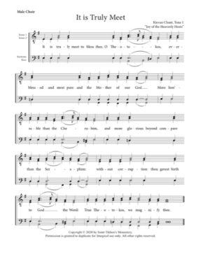 It Is Truly Meet – Tone 1, Special Melody "Joy of the Heavenly Hosts," Kievan Chant, Male, TTBB