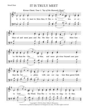 It Is Truly Meet – Tone 1, Special Melody "Joy of the Heavenly Hosts," Kievan Chant, Mixed, SATB