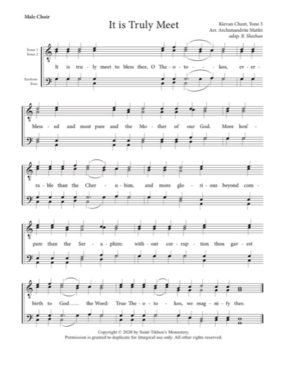 It Is Truly Meet – Tone 3, Kievan Chant, Archimandrite Matfei, Sheehan, Male, TTBB