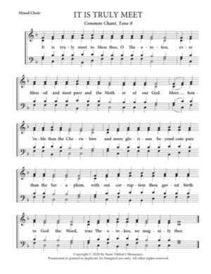 It Is Truly Meet – Tone 8, Common Chant, Mixed, SATB