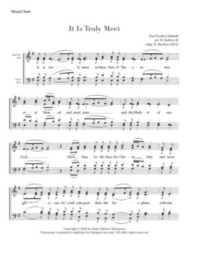 It Is Truly Meet – Tsar Fyodor's Melody, Kedrov Jr., Sheehan, Mixed, SATB