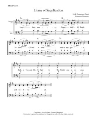 Litany of Supplication; Father, Son, & Holy Spirit – Little Znamenny Chant, Mixed, SATB