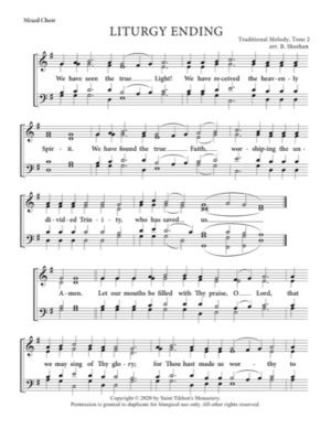 Liturgy Ending – Tone 2, Traditional Melody, Sheehan, Mixed, SATB
