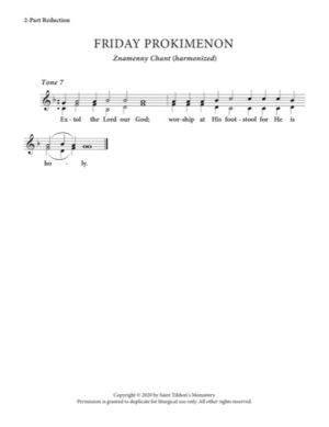 Liturgy Prokimenon (Friday) – Znamenny Chant, 2-Part, 3-Part, SA, TB, SSA, TTB