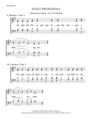 Liturgy Prokimena (Daily) – Znamenny Chant, Sheehan, Mixed, SATB