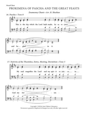 Liturgy Prokimena (Great Feasts & Other Common) – Znamenny Chant, Sheehan, Mixed, SATB