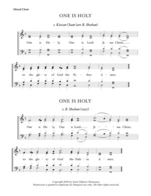 One is Holy (Variety) – Kievan Chant, Sheehan, Mixed, SATB